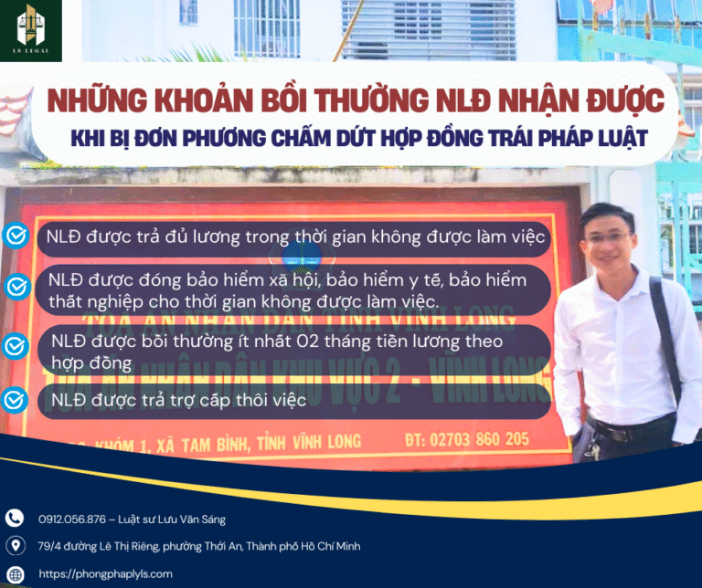 NHỮNG KHOẢN BỒI THƯỜNG NLĐ NHẬN ĐƯỢC KHI BỊ ĐƠN PHƯƠNG CHẤM DỨT HỢP ĐỒNG TRÁI PHÁP LUẬT