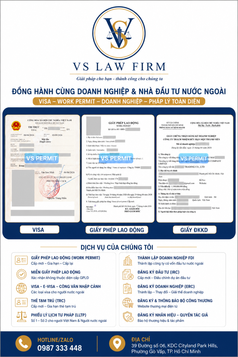 HOÀN THÀNH TRỌN GÓI HỒ SƠ THÀNH LẬP DOANH NGHIỆP, E-VISA VÀ GIẤY PHÉP LAO ĐỘNG CHO NHÀ ĐẦU TƯ TRUNG QUỐC/ Successfully Completed Company Incorporation, Vietnam E-Visa, and Work Permit Procedures for a Chinese Investor