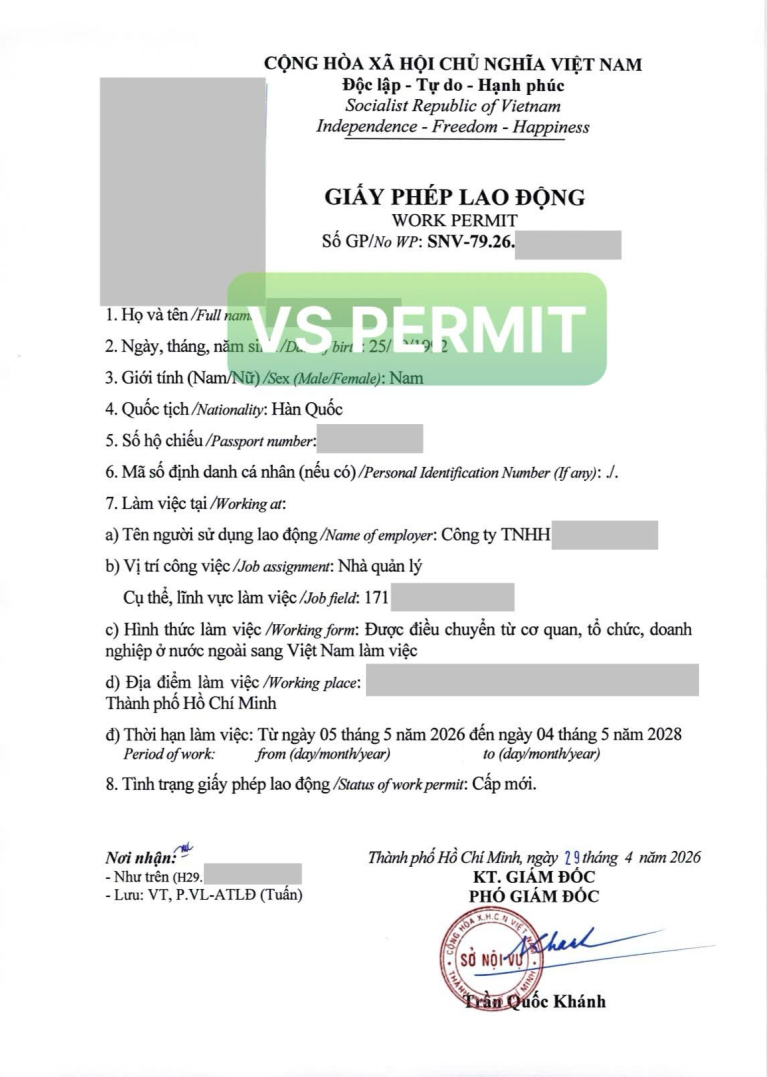 🎉 VS PERMIT Hoàn Thành Thành Công 02 Hồ Sơ Cấp Mới Giấy Phép Lao Động (Work Permit) Cho Chuyên Gia Hàn Quốc Và Nhật Bản