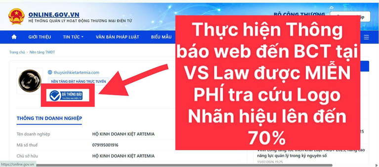 🌐 Website của bạn đã thông báo Bộ Công Thương chưa?